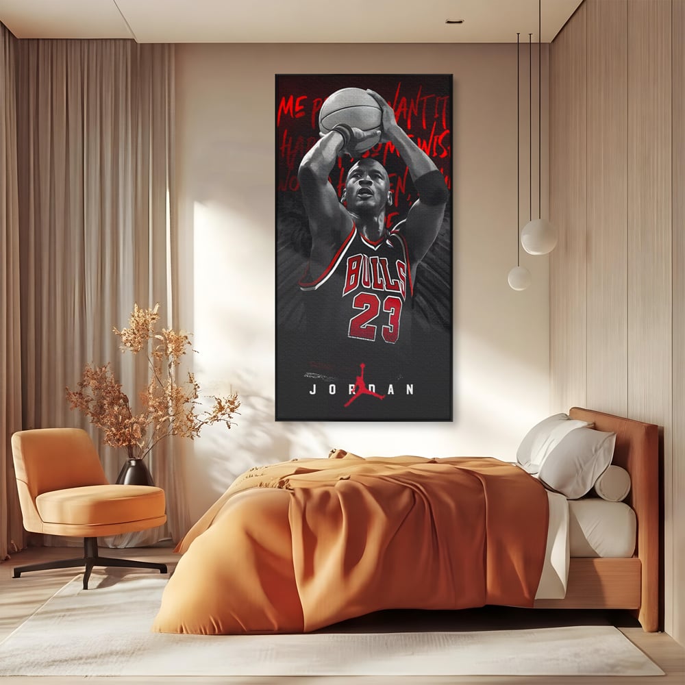Leinwand Premium Canvas Wandkunst, LuxCanva® C1117, Der große Michael Jordan, Farben, Jordan, GOAT, Spielzimmer, Bar, entspannend, lebendige Farben