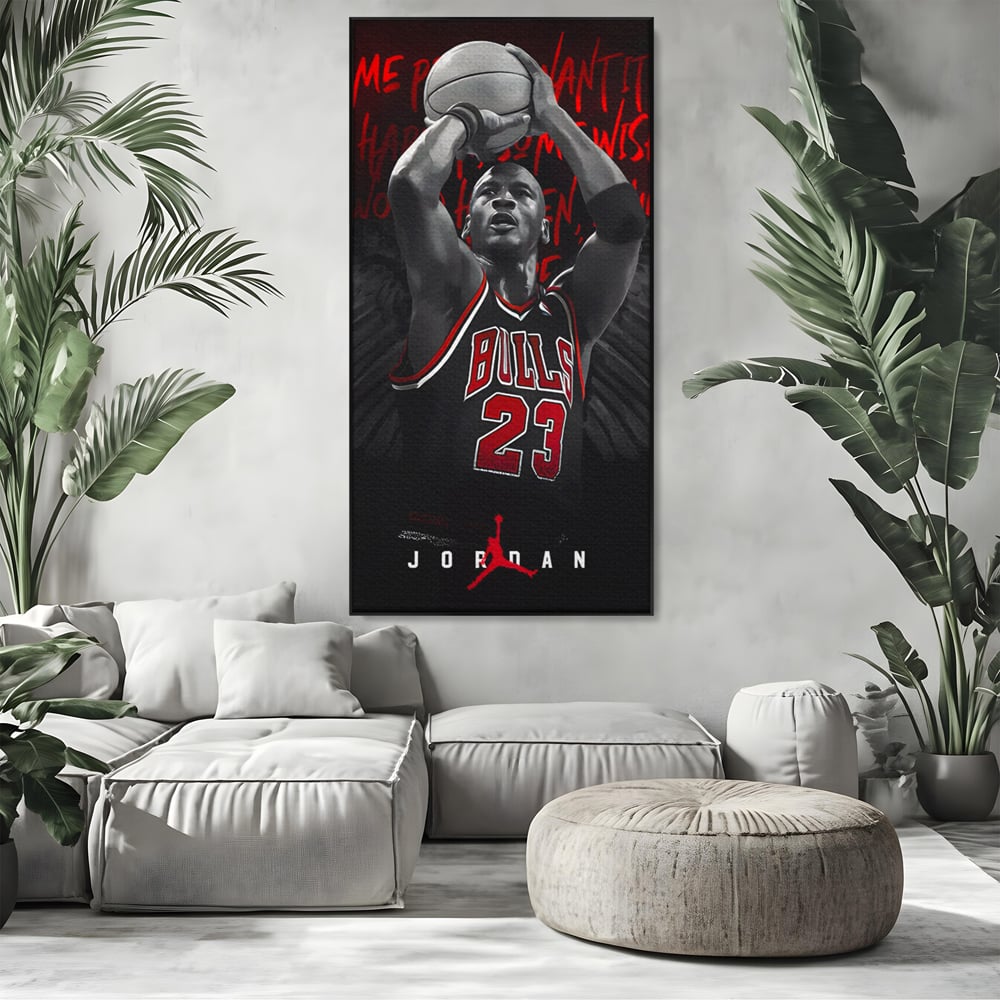 Leinwand Premium Canvas Wandkunst, LuxCanva® C1117, Der große Michael Jordan, Farben, Jordan, GOAT, Spielzimmer, Bar, entspannend, lebendige Farben