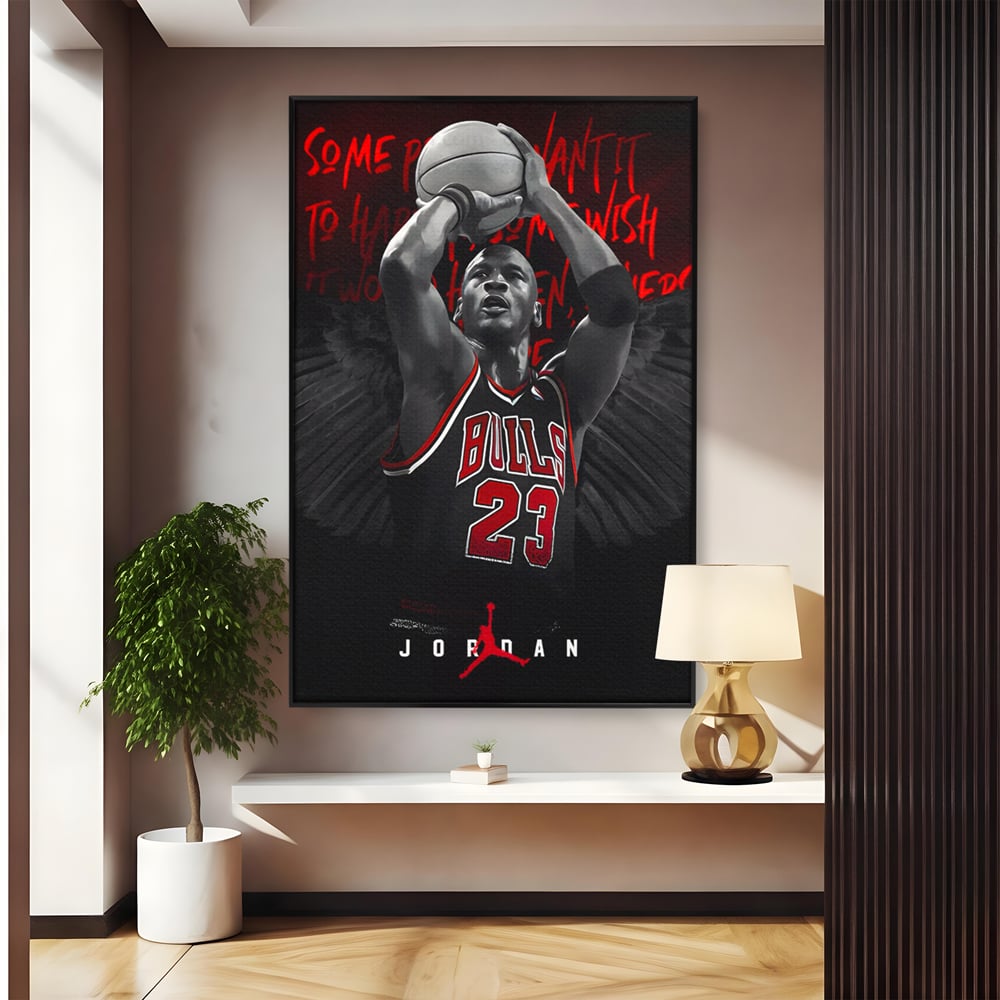 Leinwand Premium Canvas Wandkunst, LuxCanva® C1117, Der große Michael Jordan, Farben, Jordan, GOAT, Spielzimmer, Bar, entspannend, lebendige Farben