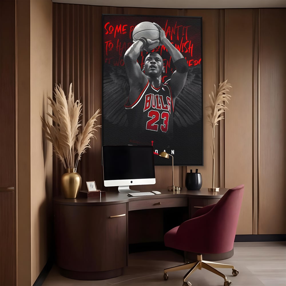 Leinwand Premium Canvas Wandkunst, LuxCanva® C1117, Der große Michael Jordan, Farben, Jordan, GOAT, Spielzimmer, Bar, entspannend, lebendige Farben