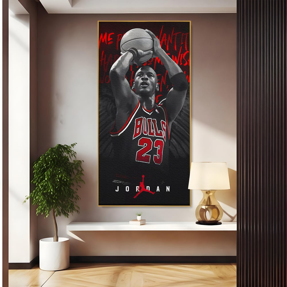 Leinwand Premium Canvas Wandkunst, LuxCanva® C1117, Der große Michael Jordan, Farben, Jordan, GOAT, Spielzimmer, Bar, entspannend, lebendige Farben