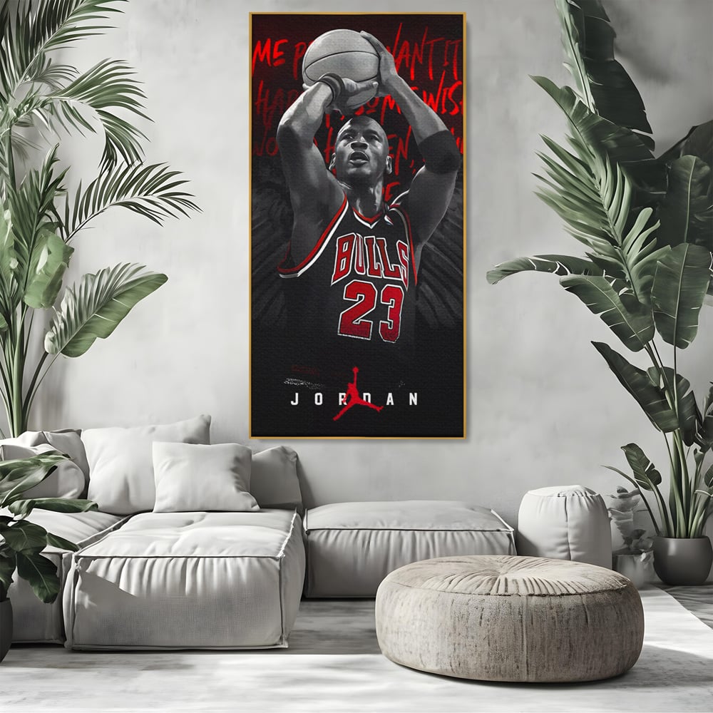 Leinwand Premium Canvas Wandkunst, LuxCanva® C1117, Der große Michael Jordan, Farben, Jordan, GOAT, Spielzimmer, Bar, entspannend, lebendige Farben