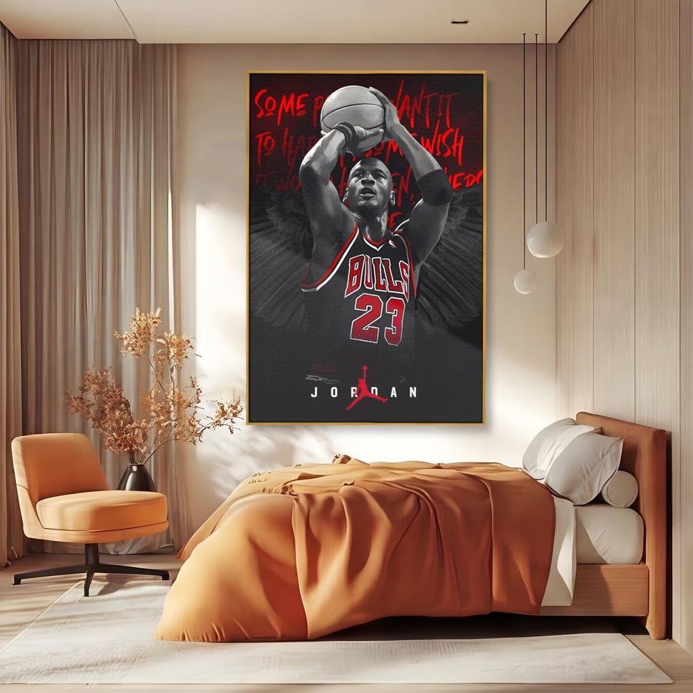 Leinwand Premium Canvas Wandkunst, LuxCanva® C1117, Der große Michael Jordan, Farben, Jordan, GOAT, Spielzimmer, Bar, entspannend, lebendige Farben