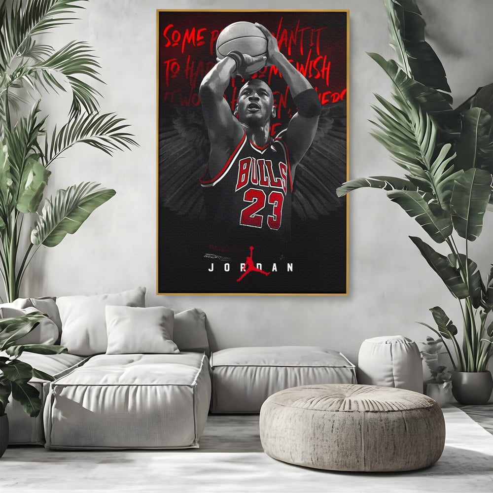 Leinwand Premium Canvas Wandkunst, LuxCanva® C1117, Der große Michael Jordan, Farben, Jordan, GOAT, Spielzimmer, Bar, entspannend, lebendige Farben