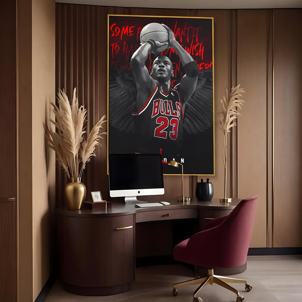 Leinwand Premium Canvas Wandkunst, LuxCanva® C1117, Der große Michael Jordan, Farben, Jordan, GOAT, Spielzimmer, Bar, entspannend, lebendige Farben