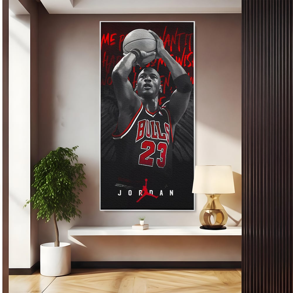 Leinwand Premium Canvas Wandkunst, LuxCanva® C1117, Der große Michael Jordan, Farben, Jordan, GOAT, Spielzimmer, Bar, entspannend, lebendige Farben