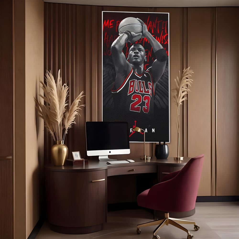 Leinwand Premium Canvas Wandkunst, LuxCanva® C1117, Der große Michael Jordan, Farben, Jordan, GOAT, Spielzimmer, Bar, entspannend, lebendige Farben