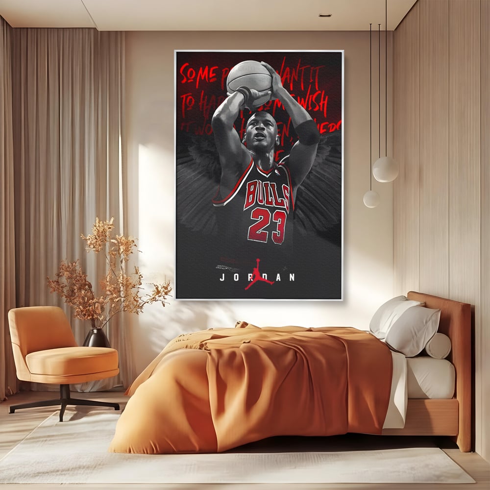 Leinwand Premium Canvas Wandkunst, LuxCanva® C1117, Der große Michael Jordan, Farben, Jordan, GOAT, Spielzimmer, Bar, entspannend, lebendige Farben
