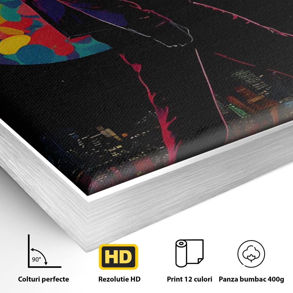 Tablou Canvas Premium LuxCanva® C1118, Walking Alone , Culori, Walk, City Life, Moon, Game Room, Bar, Relaxare, Culori Vibrante