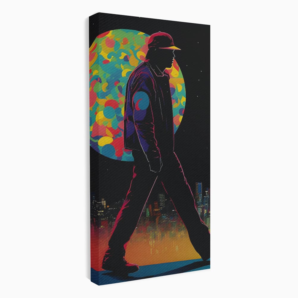 Tablou Canvas Premium LuxCanva® C1118, Walking Alone , Culori, Walk, City Life, Moon, Game Room, Bar, Relaxare, Culori Vibrante