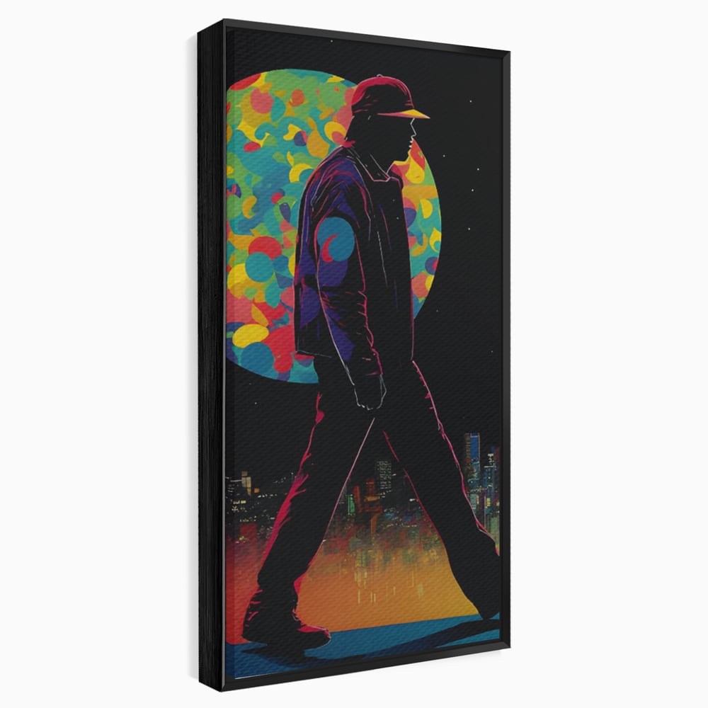 Tablou Canvas Premium LuxCanva® C1118, Walking Alone , Culori, Walk, City Life, Moon, Game Room, Bar, Relaxare, Culori Vibrante