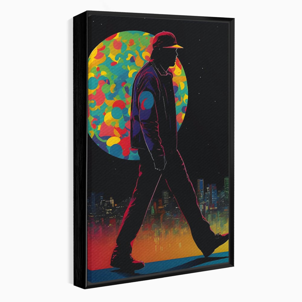 Tablou Canvas Premium LuxCanva® C1118, Walking Alone , Culori, Walk, City Life, Moon, Game Room, Bar, Relaxare, Culori Vibrante