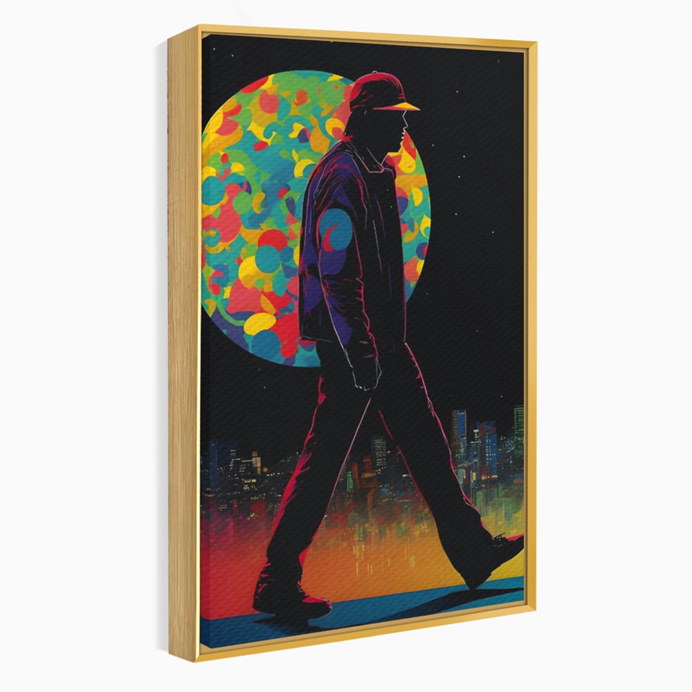 Tablou Canvas Premium LuxCanva® C1118, Walking Alone , Culori, Walk, City Life, Moon, Game Room, Bar, Relaxare, Culori Vibrante