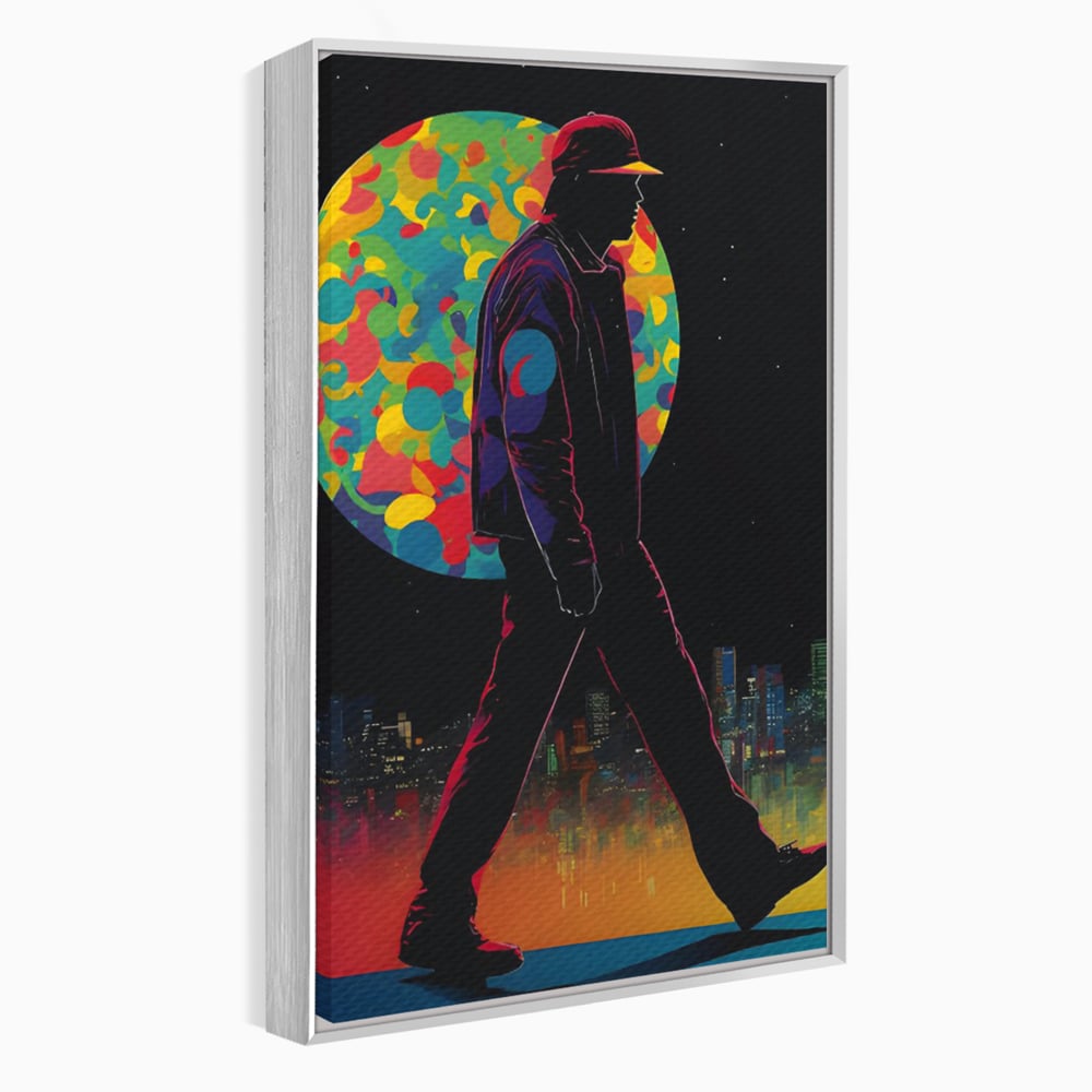 Tablou Canvas Premium LuxCanva® C1118, Walking Alone , Culori, Walk, City Life, Moon, Game Room, Bar, Relaxare, Culori Vibrante