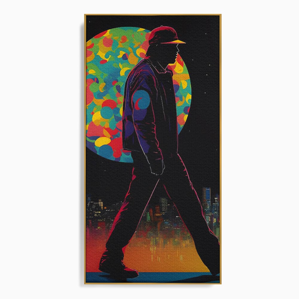 Tablou Canvas Premium LuxCanva® C1118, Walking Alone , Culori, Walk, City Life, Moon, Game Room, Bar, Relaxare, Culori Vibrante