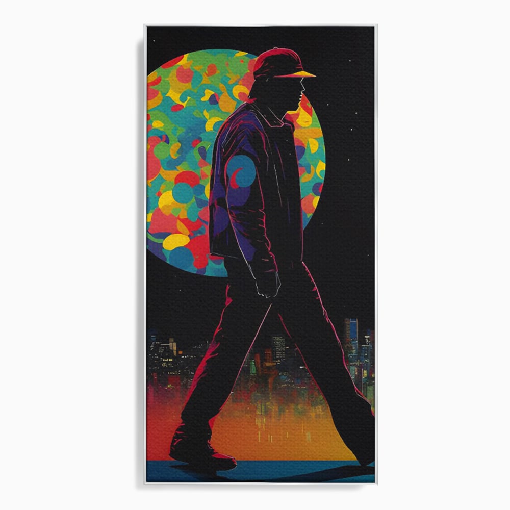 Tablou Canvas Premium LuxCanva® C1118, Walking Alone , Culori, Walk, City Life, Moon, Game Room, Bar, Relaxare, Culori Vibrante