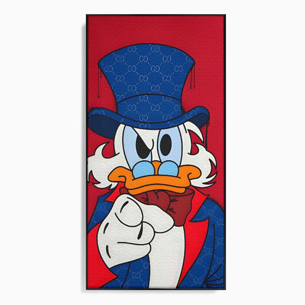Leinwand Premium Canvas Wall Art, LuxCanva® C1120, Serious Scrooge, Farbe, Scrooge, Cartoon-Charakter, anders, Spielzimmer, Bar, entspannend, kräftige Farben