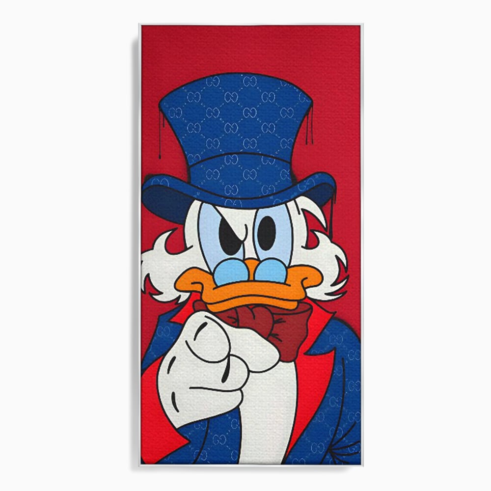 Leinwand Premium Canvas Wall Art, LuxCanva® C1120, Serious Scrooge, Farbe, Scrooge, Cartoon-Charakter, anders, Spielzimmer, Bar, entspannend, kräftige Farben