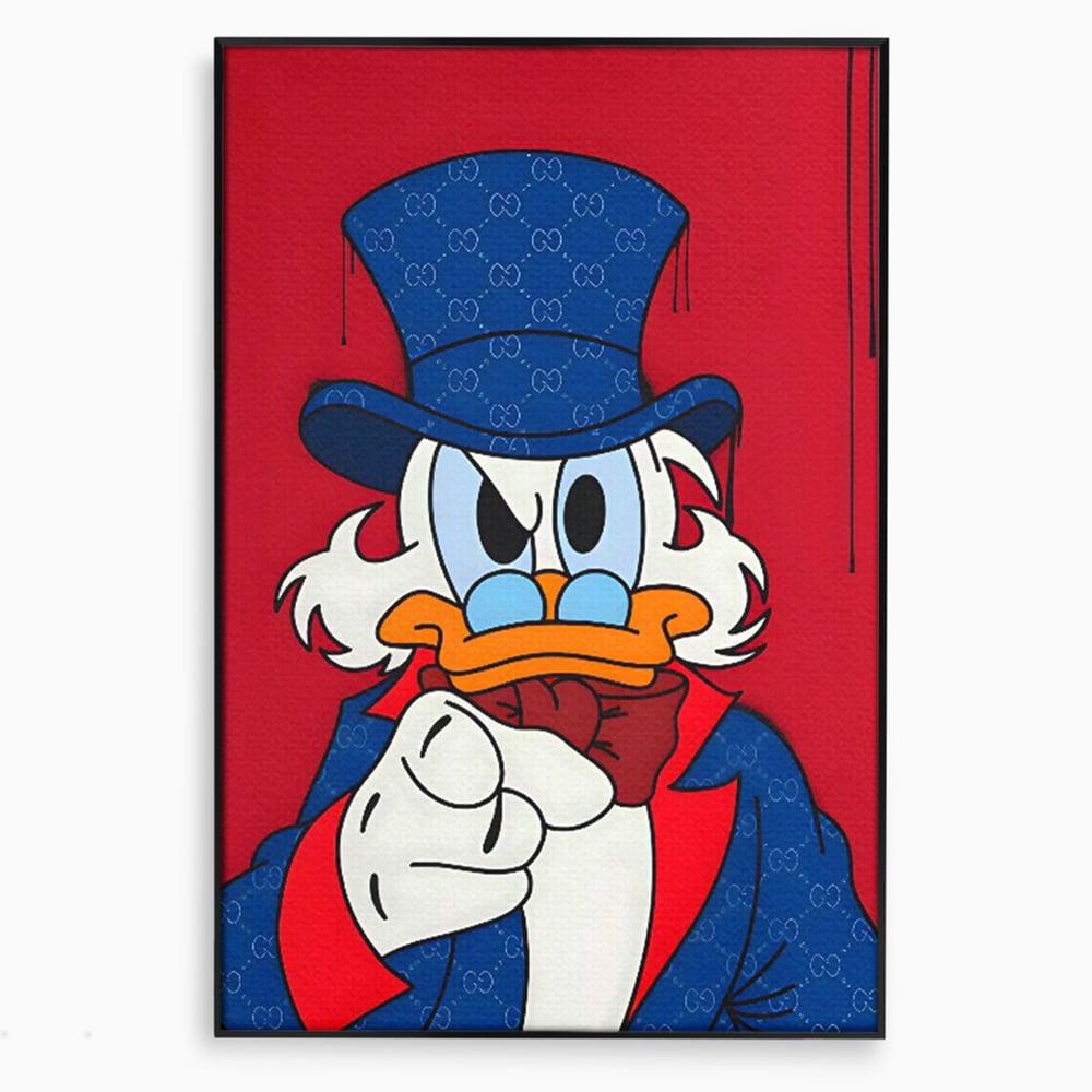 Leinwand Premium Canvas Wall Art, LuxCanva® C1120, Serious Scrooge, Farbe, Scrooge, Cartoon-Charakter, anders, Spielzimmer, Bar, entspannend, kräftige Farben
