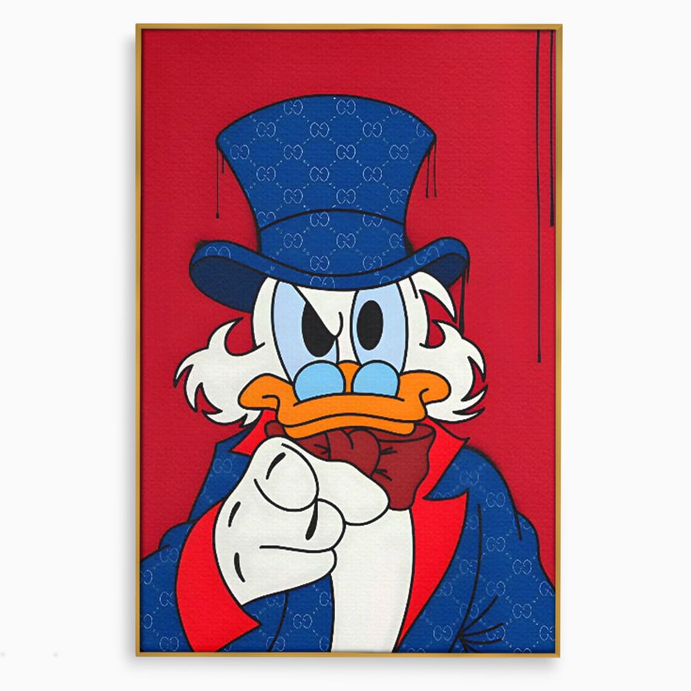 Leinwand Premium Canvas Wall Art, LuxCanva® C1120, Serious Scrooge, Farbe, Scrooge, Cartoon-Charakter, anders, Spielzimmer, Bar, entspannend, kräftige Farben