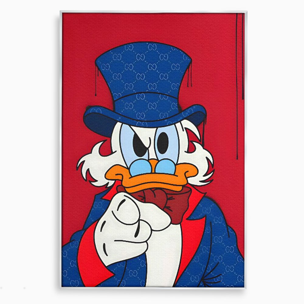 Leinwand Premium Canvas Wall Art, LuxCanva® C1120, Serious Scrooge, Farbe, Scrooge, Cartoon-Charakter, anders, Spielzimmer, Bar, entspannend, kräftige Farben