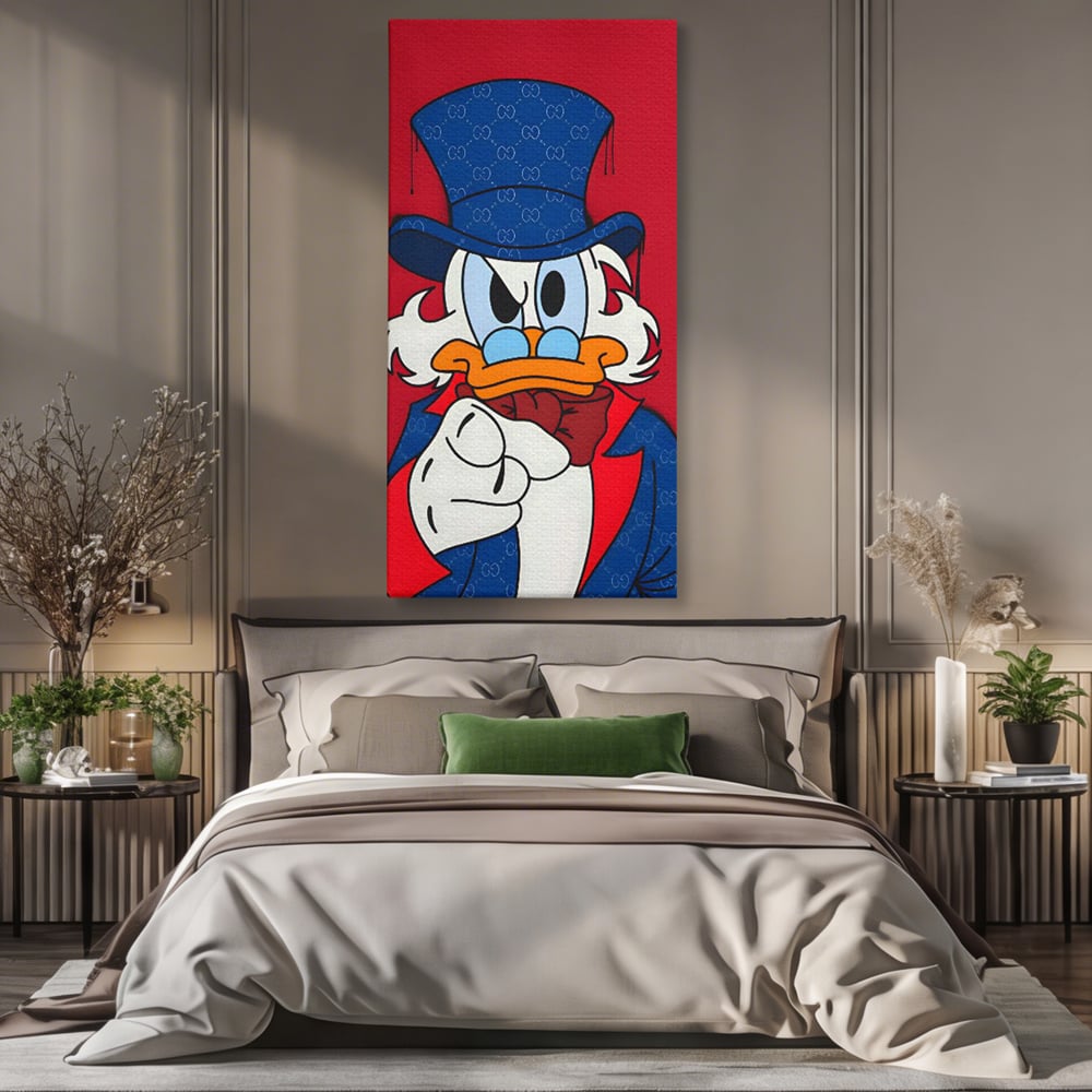 Leinwand Premium Canvas Wall Art, LuxCanva® C1120, Serious Scrooge, Farbe, Scrooge, Cartoon-Charakter, anders, Spielzimmer, Bar, entspannend, kräftige Farben