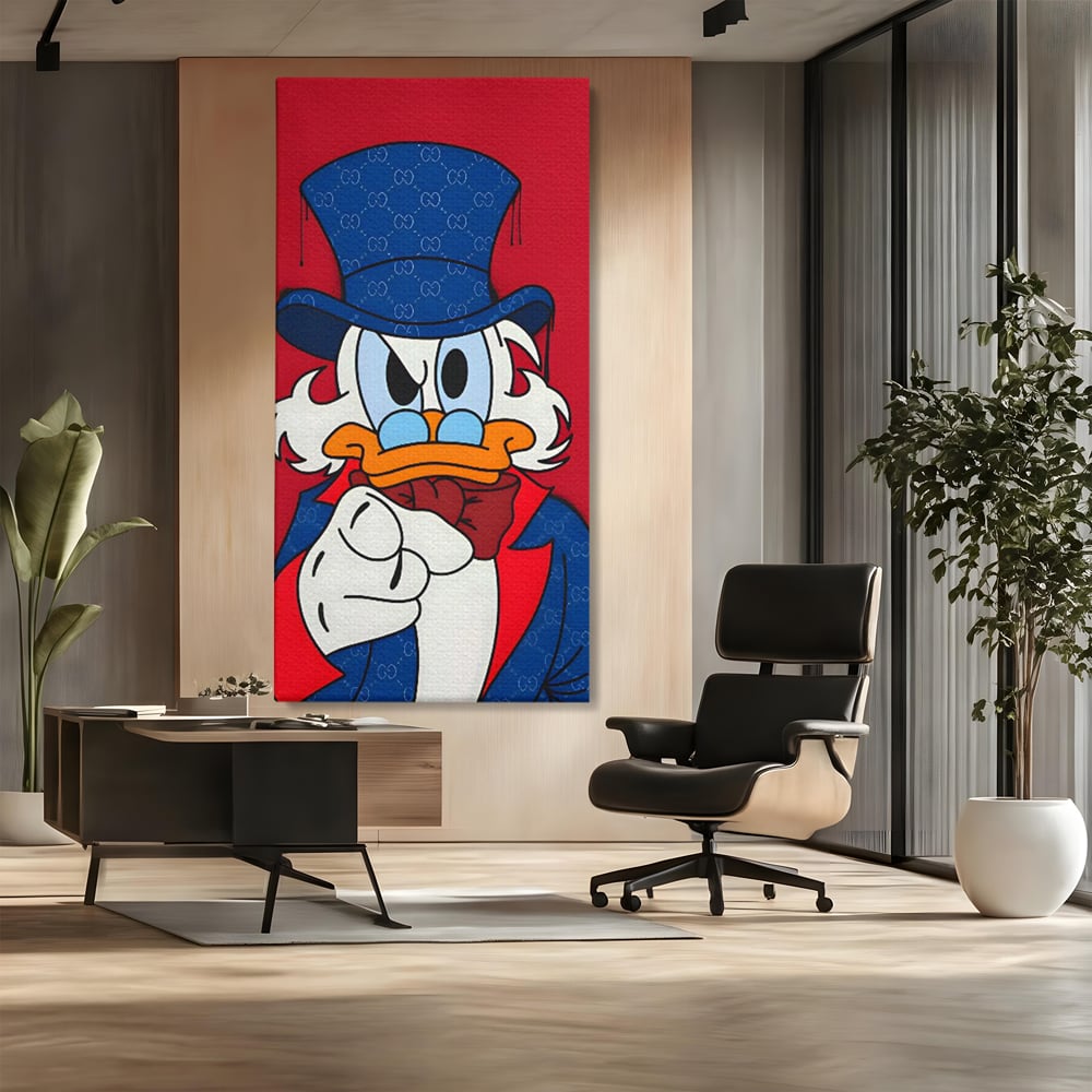 Leinwand Premium Canvas Wall Art, LuxCanva® C1120, Serious Scrooge, Farbe, Scrooge, Cartoon-Charakter, anders, Spielzimmer, Bar, entspannend, kräftige Farben