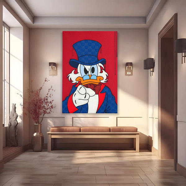 Leinwand Premium Canvas Wall Art, LuxCanva® C1120, Serious Scrooge, Farbe, Scrooge, Cartoon-Charakter, anders, Spielzimmer, Bar, entspannend, kräftige Farben