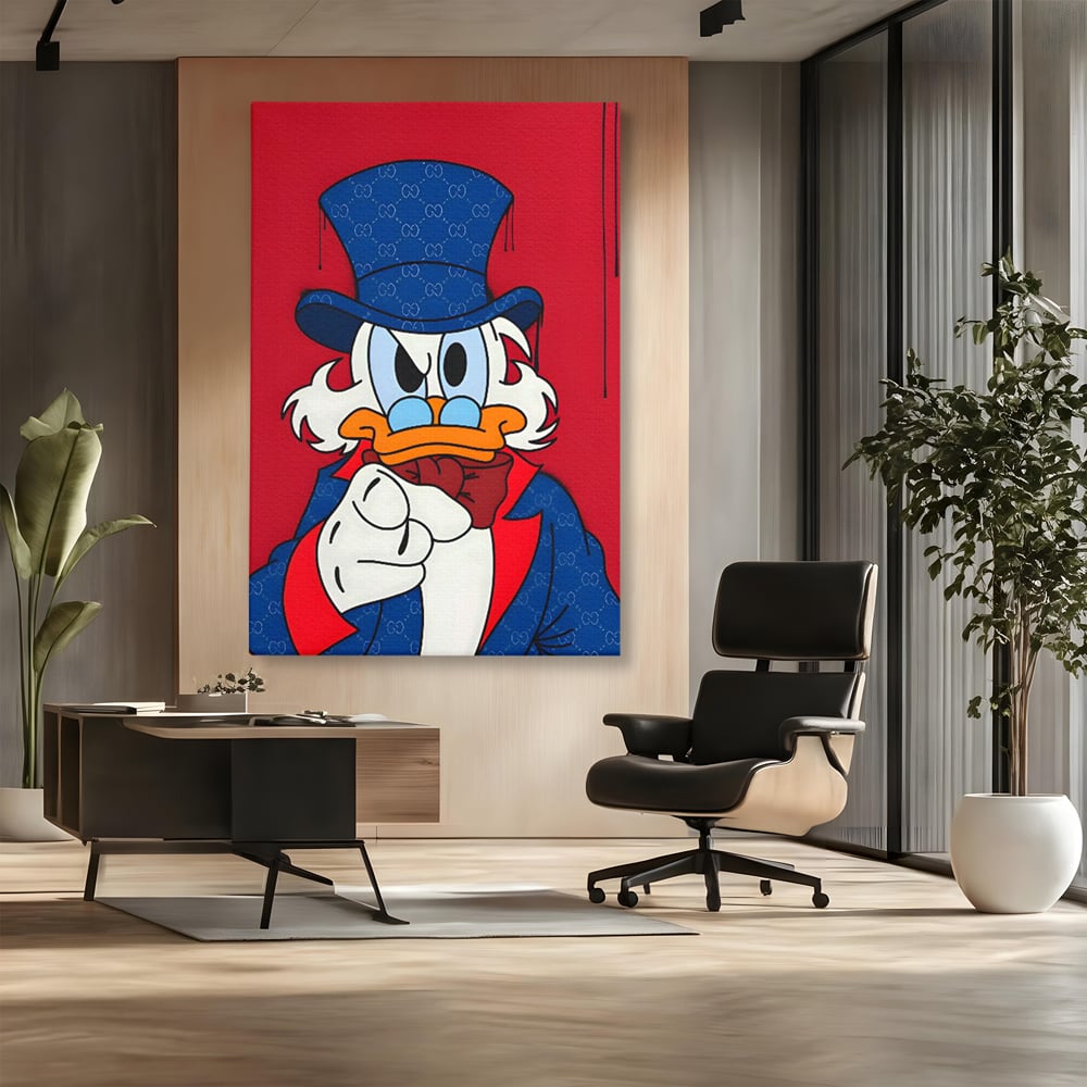 Leinwand Premium Canvas Wall Art, LuxCanva® C1120, Serious Scrooge, Farbe, Scrooge, Cartoon-Charakter, anders, Spielzimmer, Bar, entspannend, kräftige Farben