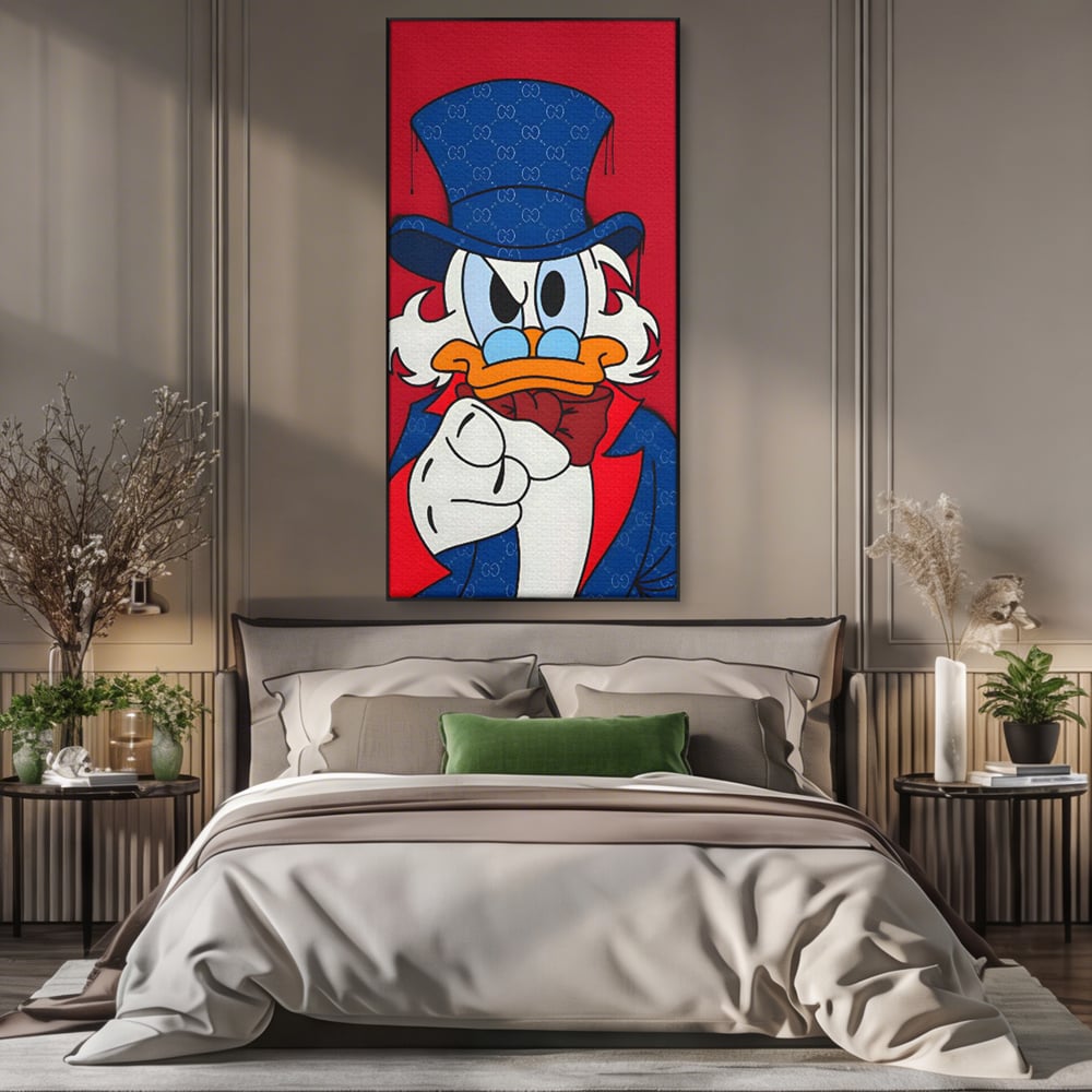 Leinwand Premium Canvas Wall Art, LuxCanva® C1120, Serious Scrooge, Farbe, Scrooge, Cartoon-Charakter, anders, Spielzimmer, Bar, entspannend, kräftige Farben