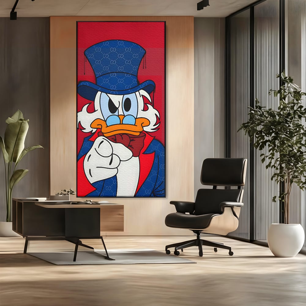 Leinwand Premium Canvas Wall Art, LuxCanva® C1120, Serious Scrooge, Farbe, Scrooge, Cartoon-Charakter, anders, Spielzimmer, Bar, entspannend, kräftige Farben