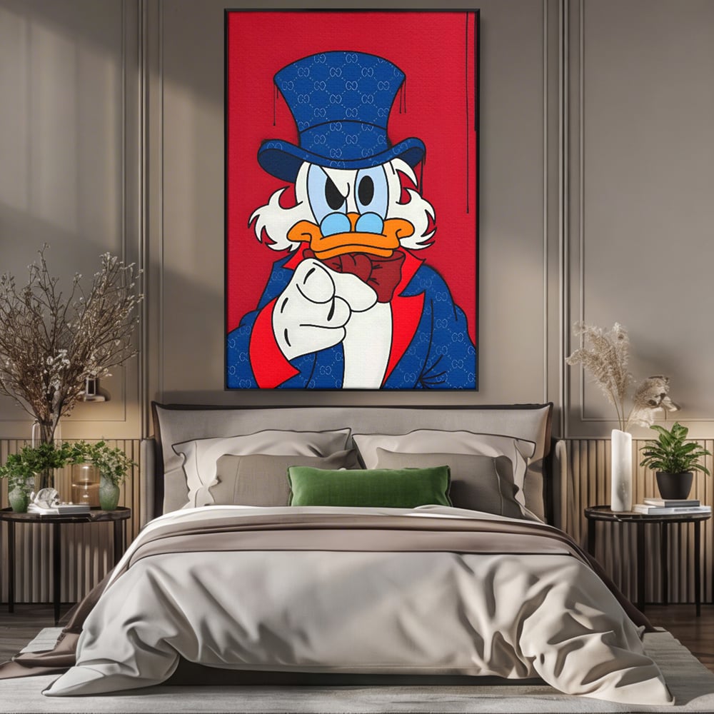 Leinwand Premium Canvas Wall Art, LuxCanva® C1120, Serious Scrooge, Farbe, Scrooge, Cartoon-Charakter, anders, Spielzimmer, Bar, entspannend, kräftige Farben