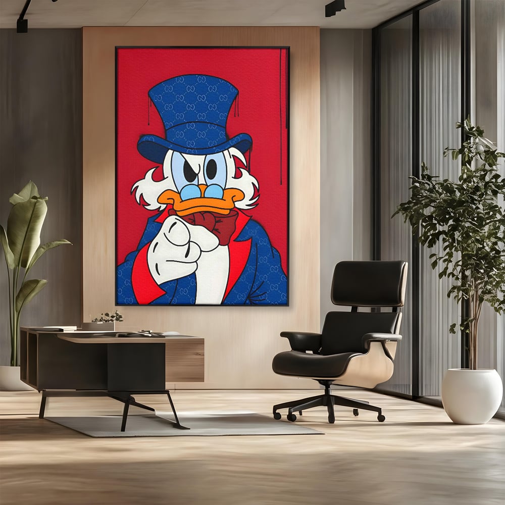 Leinwand Premium Canvas Wall Art, LuxCanva® C1120, Serious Scrooge, Farbe, Scrooge, Cartoon-Charakter, anders, Spielzimmer, Bar, entspannend, kräftige Farben