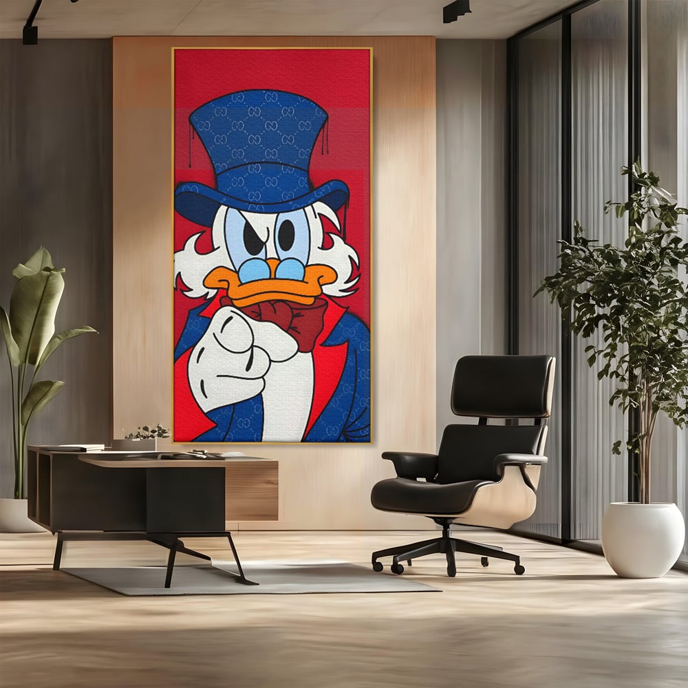 Leinwand Premium Canvas Wall Art, LuxCanva® C1120, Serious Scrooge, Farbe, Scrooge, Cartoon-Charakter, anders, Spielzimmer, Bar, entspannend, kräftige Farben