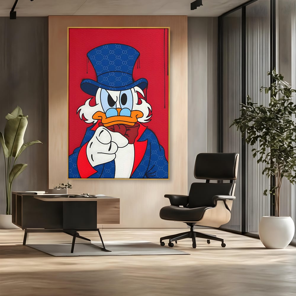 Leinwand Premium Canvas Wall Art, LuxCanva® C1120, Serious Scrooge, Farbe, Scrooge, Cartoon-Charakter, anders, Spielzimmer, Bar, entspannend, kräftige Farben