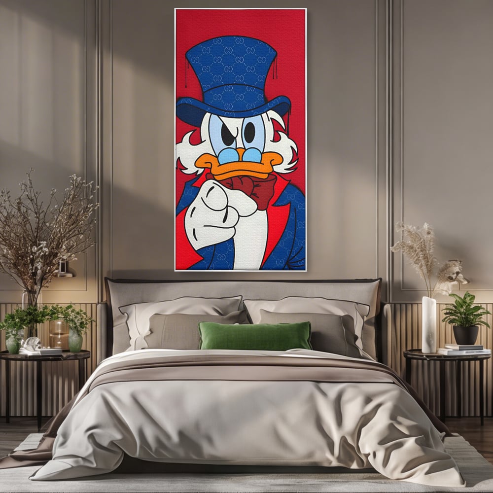 Leinwand Premium Canvas Wall Art, LuxCanva® C1120, Serious Scrooge, Farbe, Scrooge, Cartoon-Charakter, anders, Spielzimmer, Bar, entspannend, kräftige Farben