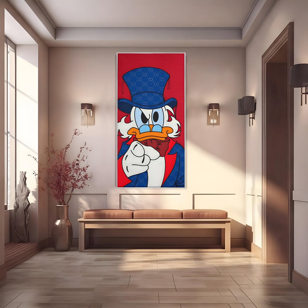 Leinwand Premium Canvas Wall Art, LuxCanva® C1120, Serious Scrooge, Farbe, Scrooge, Cartoon-Charakter, anders, Spielzimmer, Bar, entspannend, kräftige Farben