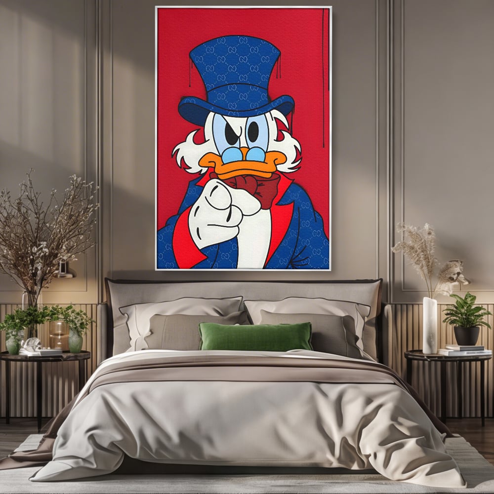 Leinwand Premium Canvas Wall Art, LuxCanva® C1120, Serious Scrooge, Farbe, Scrooge, Cartoon-Charakter, anders, Spielzimmer, Bar, entspannend, kräftige Farben