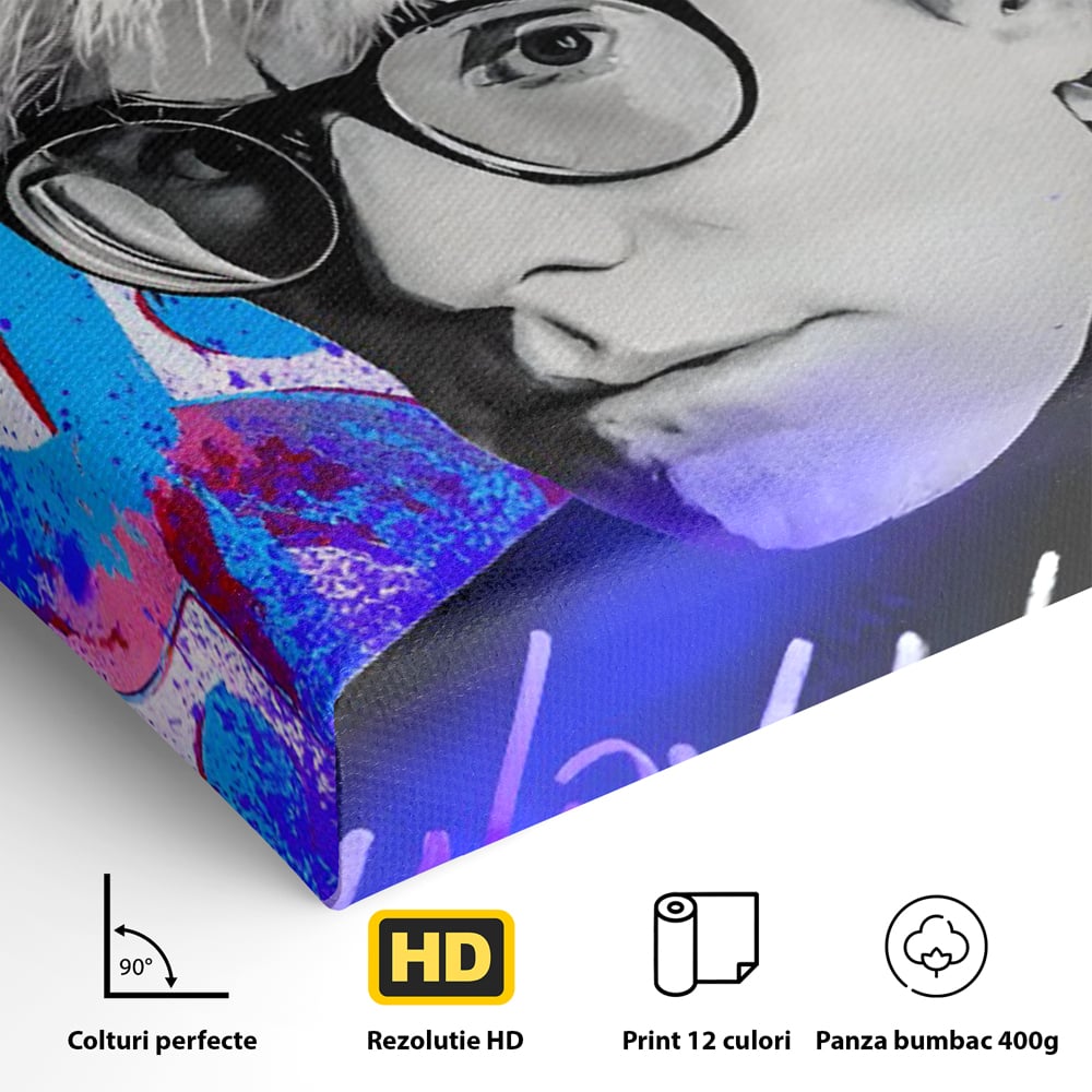 Tablou Canvas Premium LuxCanva® C1121, Portrait Of Andy Warhol , Culor, Artist, Celebrity, Different, Game Room, Bar, Relaxare, Culori Vibrante
