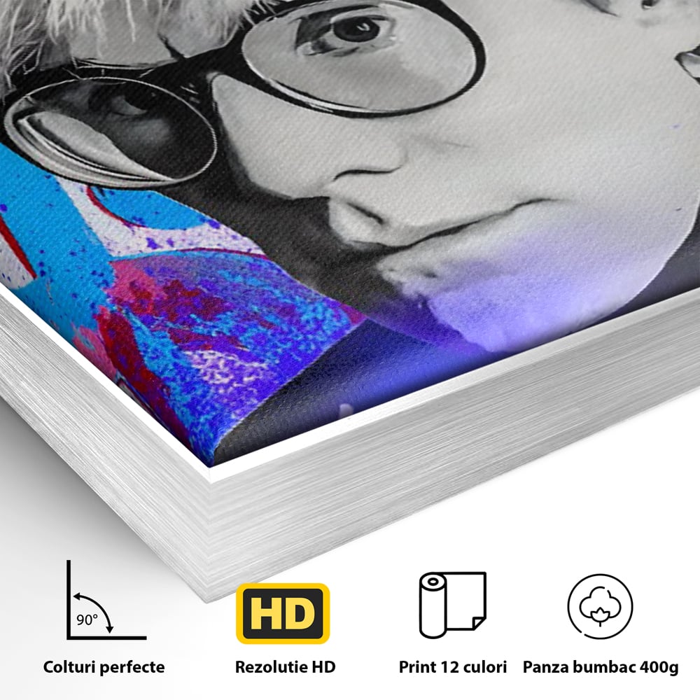 Tablou Canvas Premium LuxCanva® C1121, Portrait Of Andy Warhol , Culor, Artist, Celebrity, Different, Game Room, Bar, Relaxare, Culori Vibrante