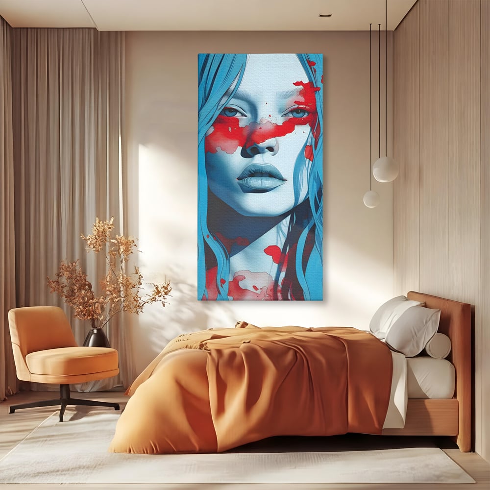 Leinwand Wandkunst Premium LuxCanva® C1122, Beauiful Girl Portrait , Farbe, Mädchen, Ausdruck, schön, Wohnzimmer, Schlafzimmer, entspannend, lebendige Farben