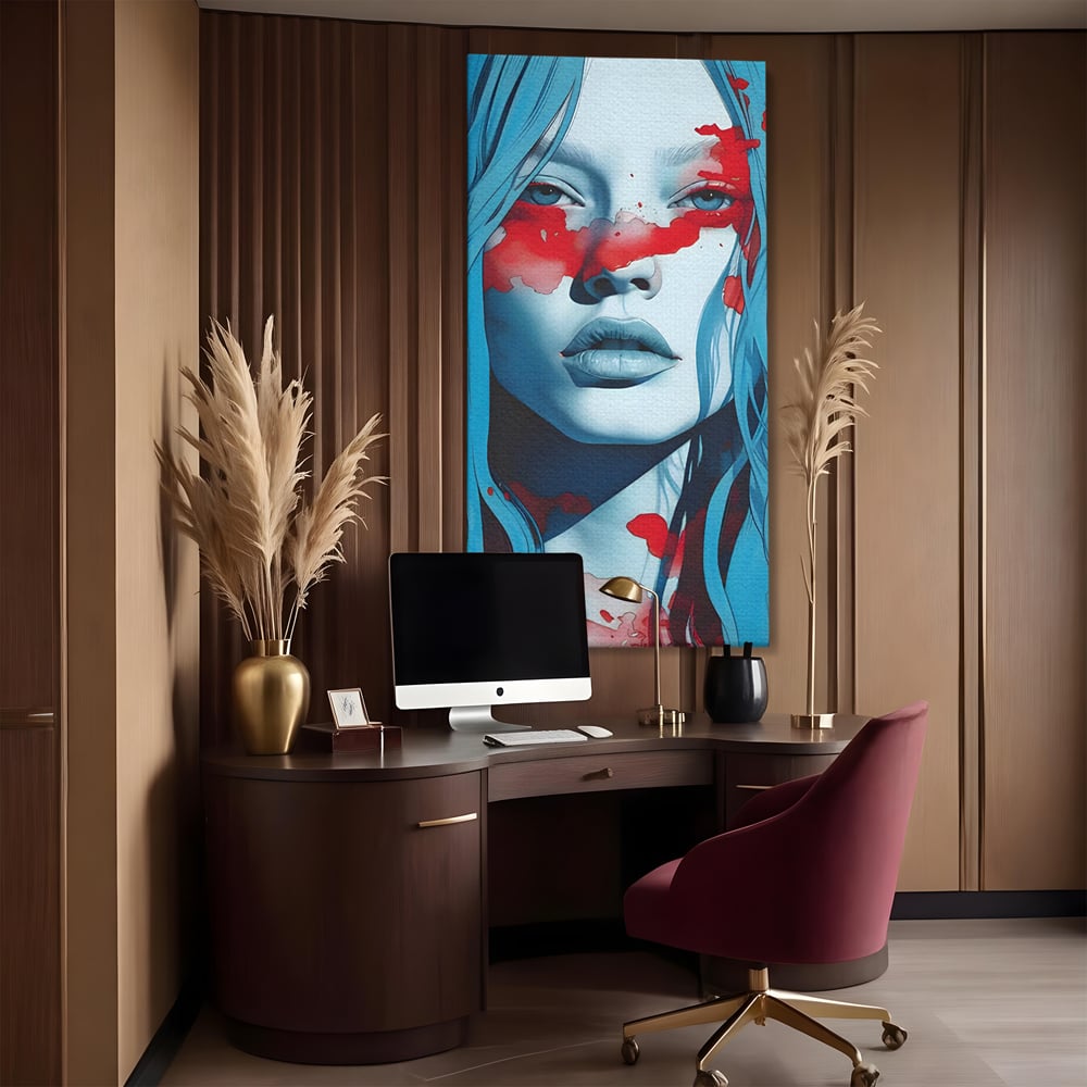Leinwand Wandkunst Premium LuxCanva® C1122, Beauiful Girl Portrait , Farbe, Mädchen, Ausdruck, schön, Wohnzimmer, Schlafzimmer, entspannend, lebendige Farben