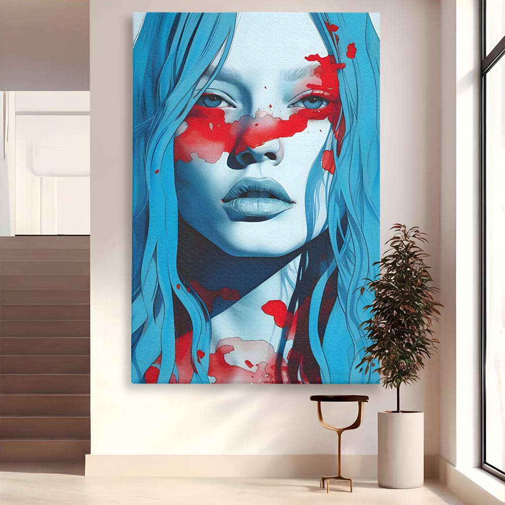 Leinwand Wandkunst Premium LuxCanva® C1122, Beauiful Girl Portrait , Farbe, Mädchen, Ausdruck, schön, Wohnzimmer, Schlafzimmer, entspannend, lebendige Farben