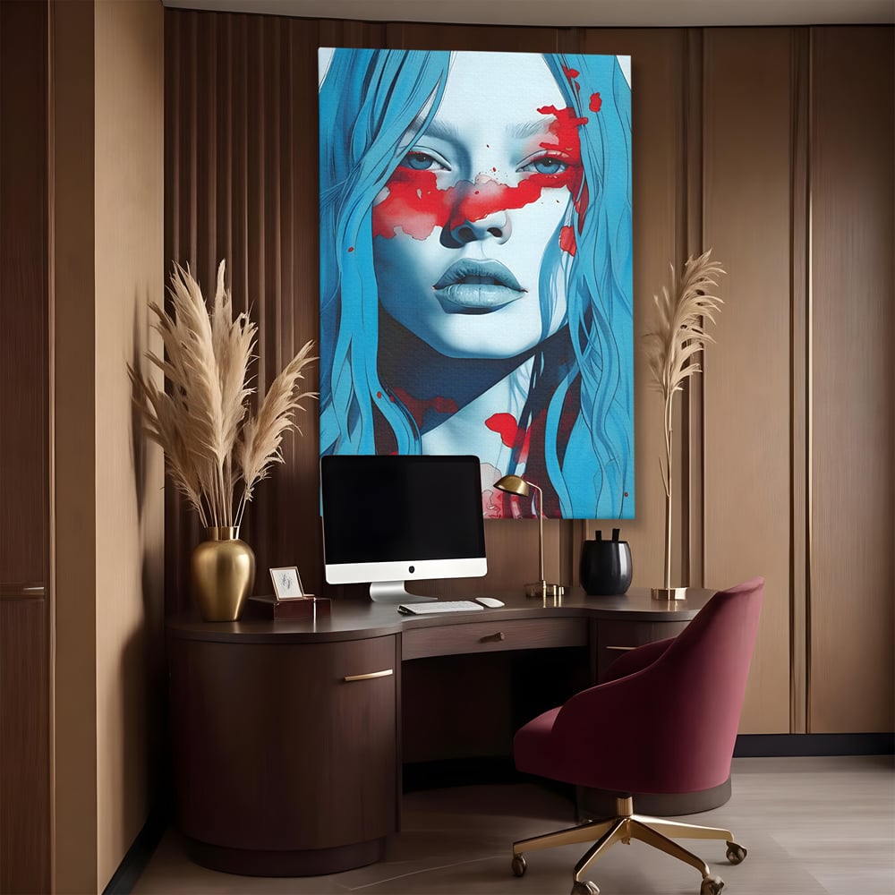 Leinwand Wandkunst Premium LuxCanva® C1122, Beauiful Girl Portrait , Farbe, Mädchen, Ausdruck, schön, Wohnzimmer, Schlafzimmer, entspannend, lebendige Farben
