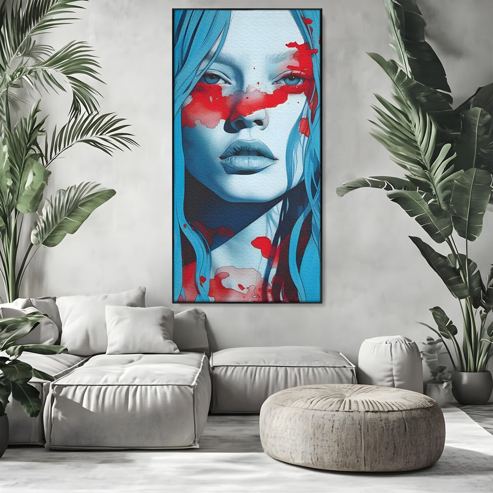 Leinwand Wandkunst Premium LuxCanva® C1122, Beauiful Girl Portrait , Farbe, Mädchen, Ausdruck, schön, Wohnzimmer, Schlafzimmer, entspannend, lebendige Farben