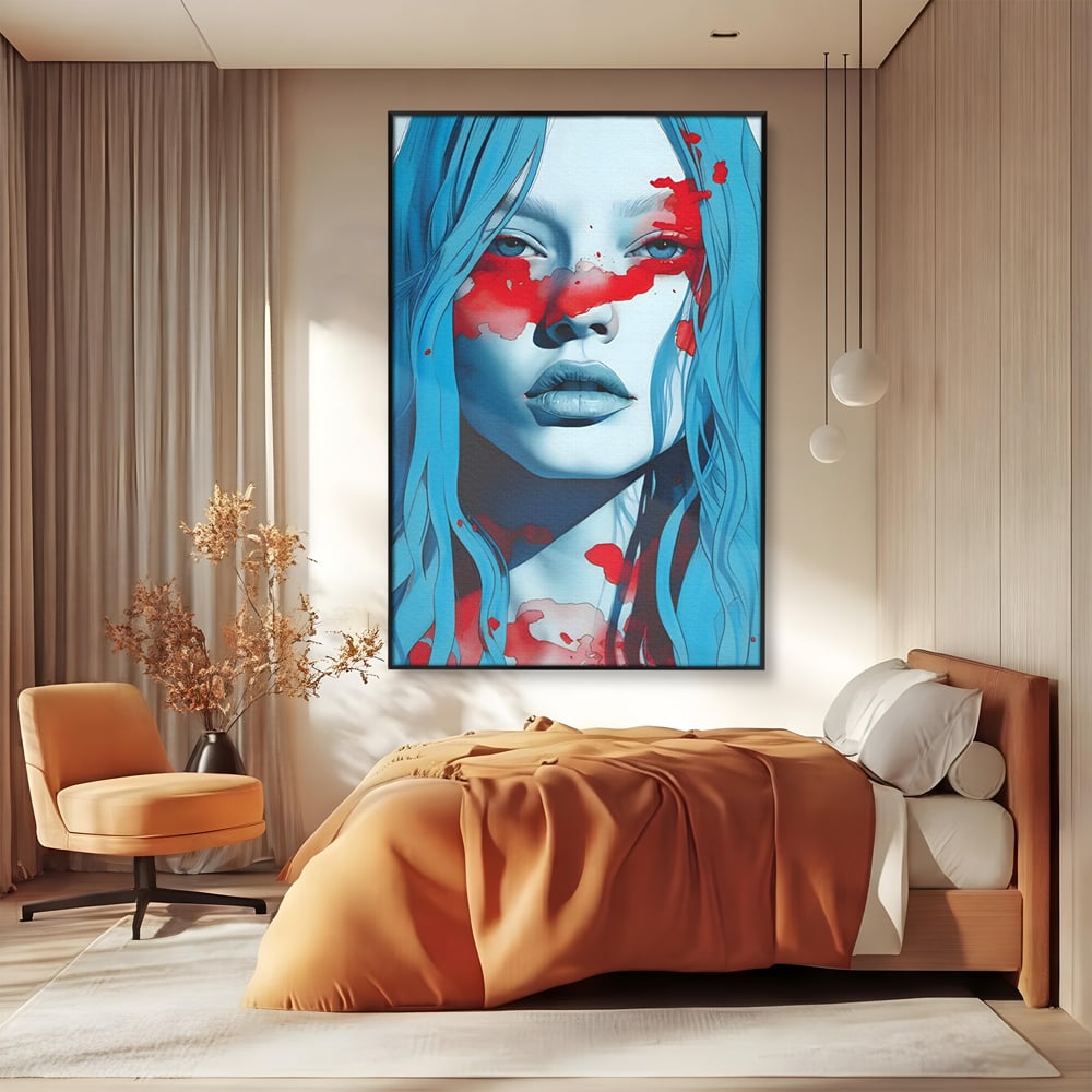 Leinwand Wandkunst Premium LuxCanva® C1122, Beauiful Girl Portrait , Farbe, Mädchen, Ausdruck, schön, Wohnzimmer, Schlafzimmer, entspannend, lebendige Farben
