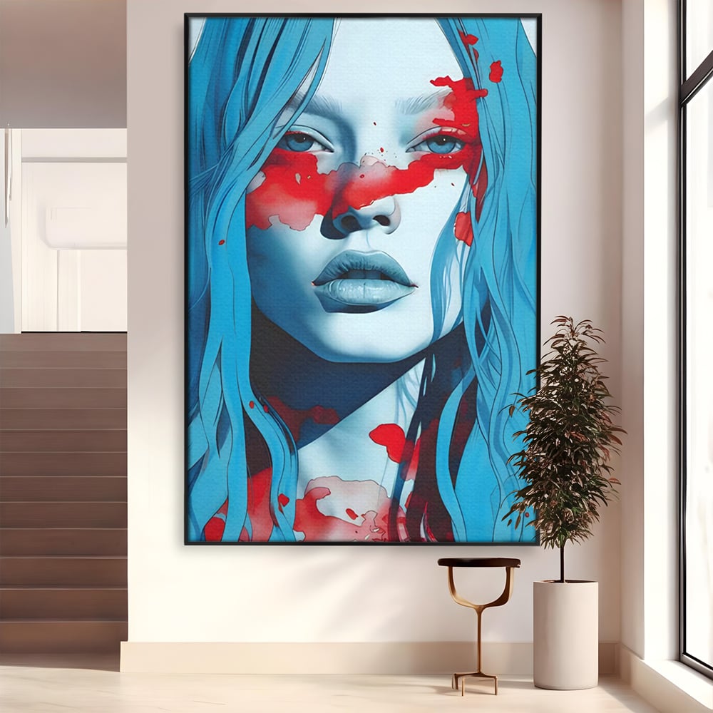 Leinwand Wandkunst Premium LuxCanva® C1122, Beauiful Girl Portrait , Farbe, Mädchen, Ausdruck, schön, Wohnzimmer, Schlafzimmer, entspannend, lebendige Farben