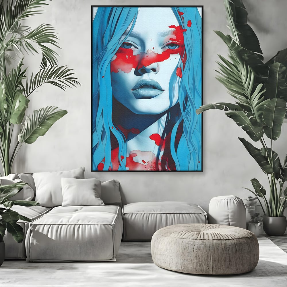Leinwand Wandkunst Premium LuxCanva® C1122, Beauiful Girl Portrait , Farbe, Mädchen, Ausdruck, schön, Wohnzimmer, Schlafzimmer, entspannend, lebendige Farben