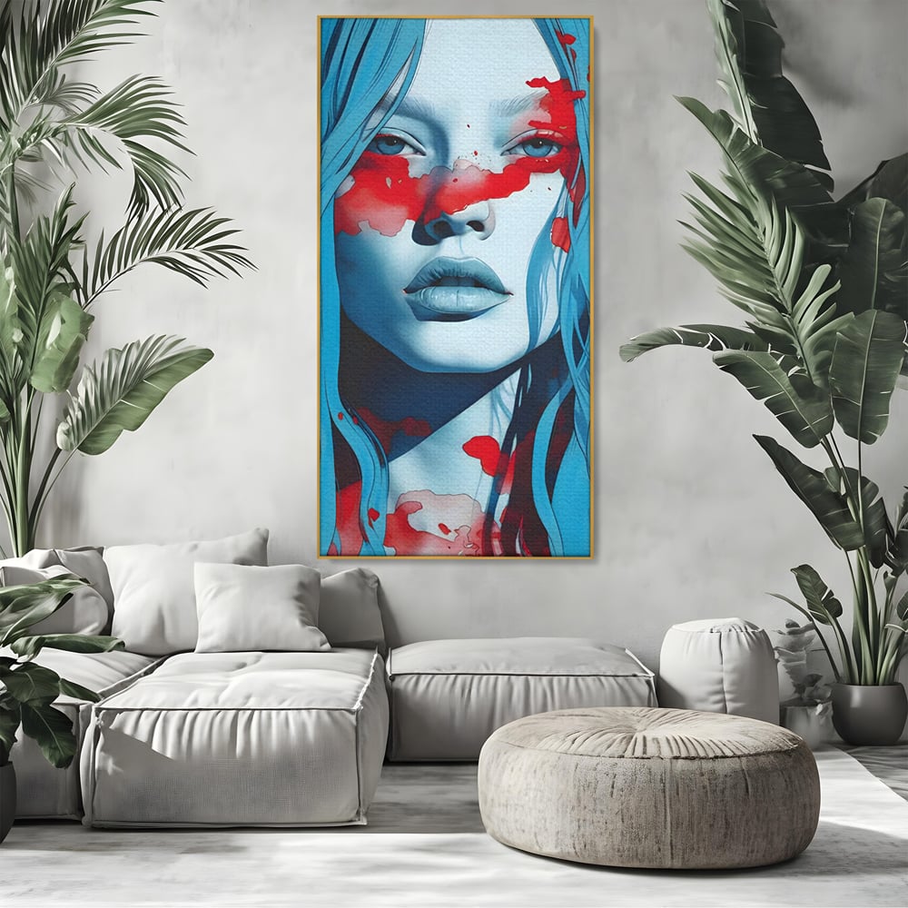 Leinwand Wandkunst Premium LuxCanva® C1122, Beauiful Girl Portrait , Farbe, Mädchen, Ausdruck, schön, Wohnzimmer, Schlafzimmer, entspannend, lebendige Farben