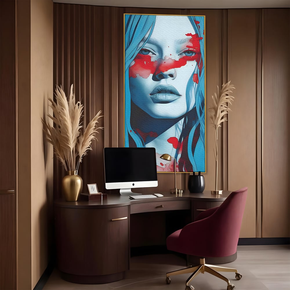 Leinwand Wandkunst Premium LuxCanva® C1122, Beauiful Girl Portrait , Farbe, Mädchen, Ausdruck, schön, Wohnzimmer, Schlafzimmer, entspannend, lebendige Farben